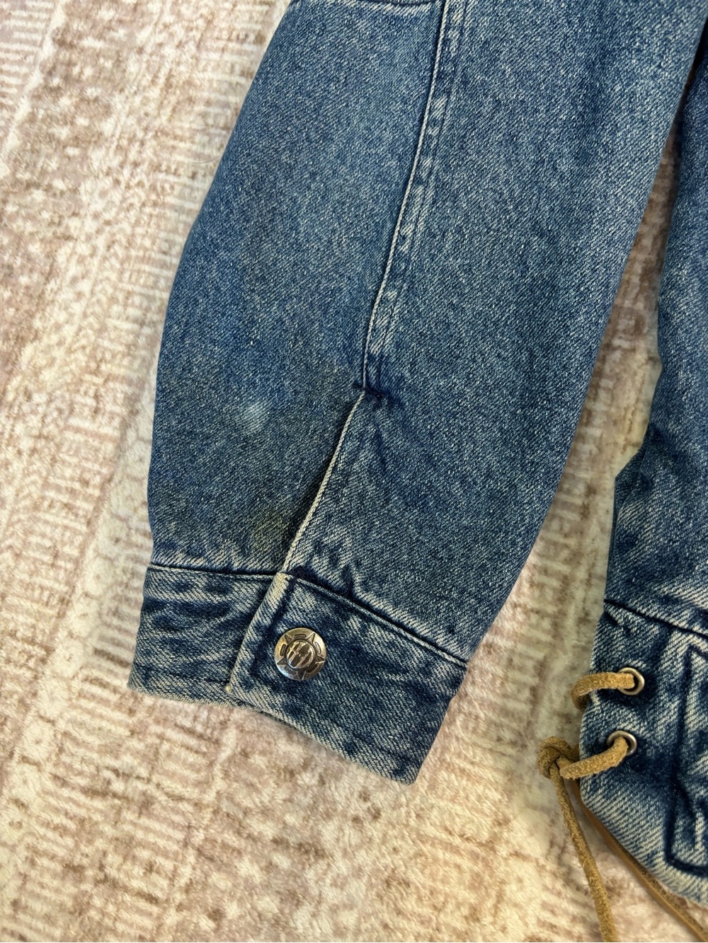 1990s Vintage Harley Davidson Motorcycle Jean Jacket Size L - Picture 11 of 13